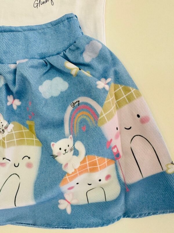 Conjunto Blusa Cotton e Saia com Estampa de Casinha - Glinny - Image 3