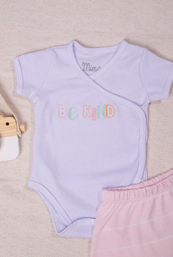 Conjunto Body kimono com Shorts Listrado Rosa - Mimar - Image 2