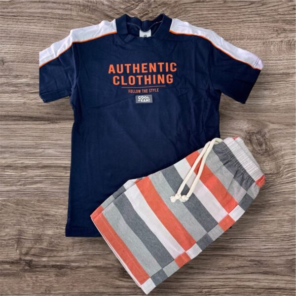 Conjunto Camiseta e Bermuda Listrada - Abrange